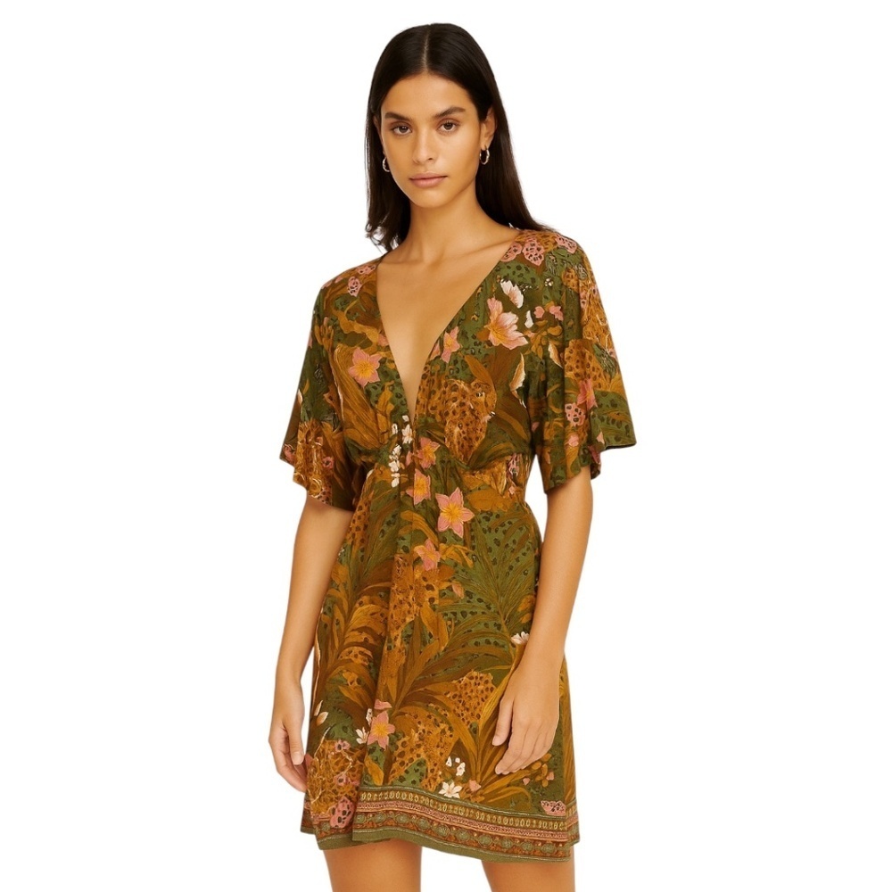 Farm Rio Tropical Jungle Mid Cutout Dress - Picture 2 of 14